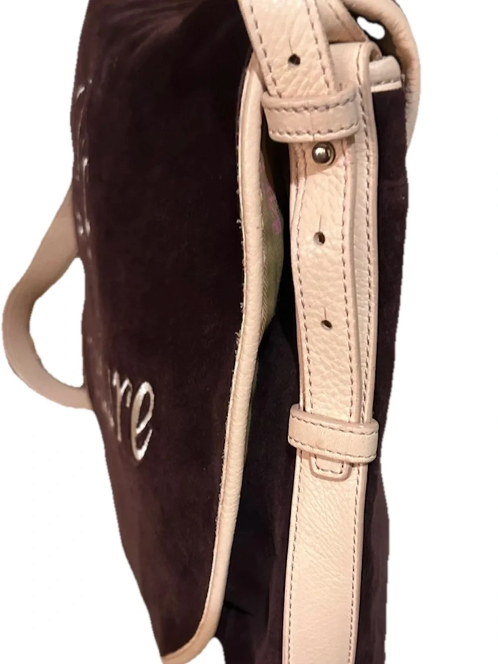 Vintage Juicy Couture Velour Messenger Bag Features Embroidered La Couture Y2K